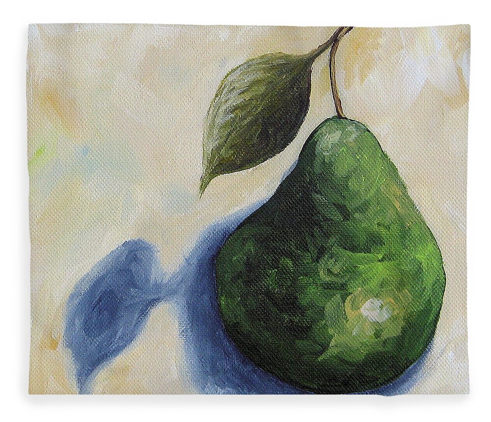 Pear Fleece Blanket featuring the painting Pear in the Spotlight by Torrie Smiley