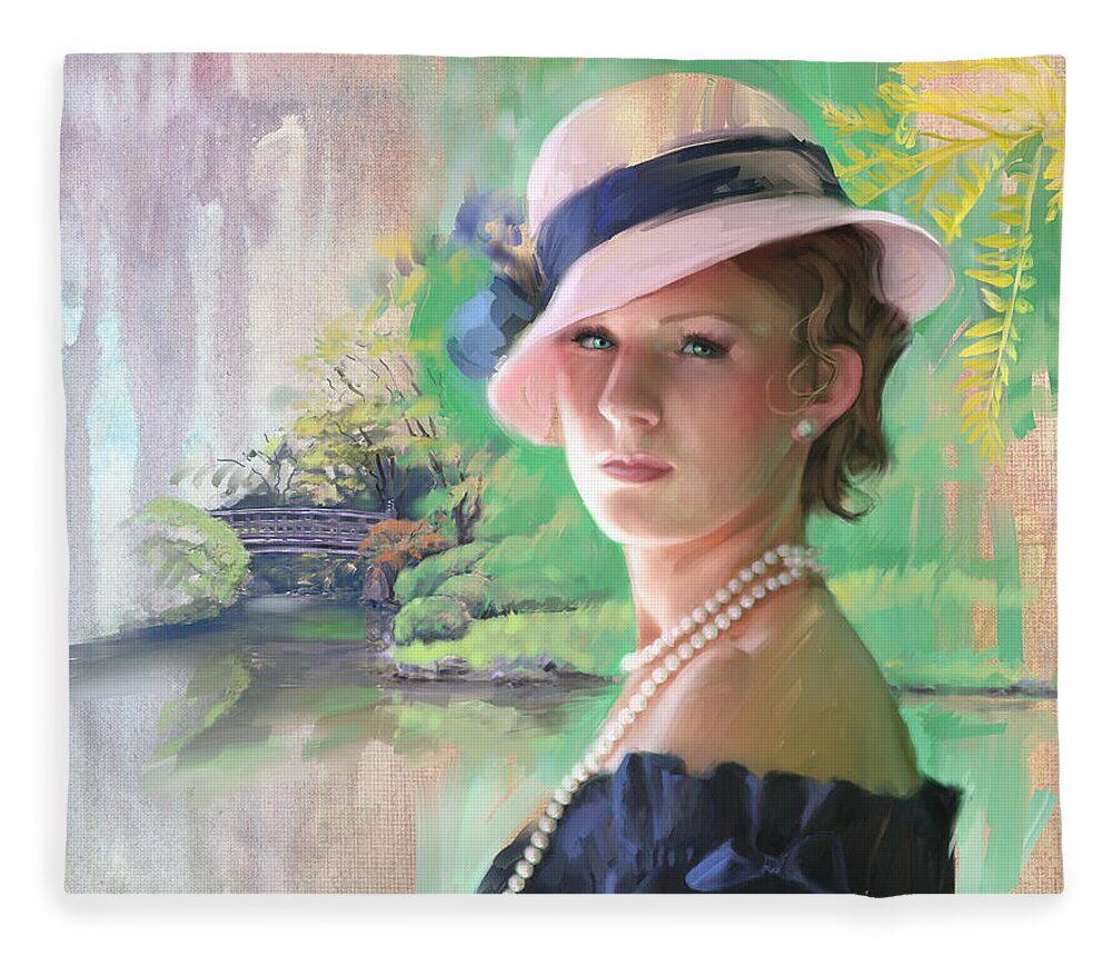Wall Art Fleece Blanket featuring the painting Pearls and Pink by Robert Corsetti