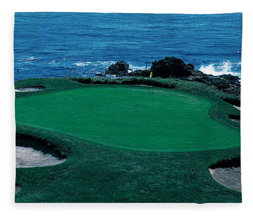 Photography Fleece Blanket featuring the photograph Pebble Beach Golf Course 8th Green by Panoramic Images