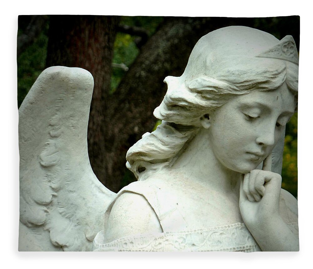 Pensive Angel Fleece Blanket featuring the photograph Pensive by Gia Marie Houck