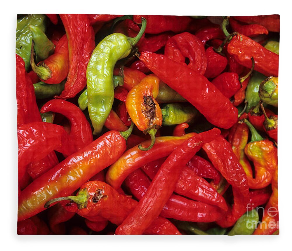 Peppers Fleece Blanket featuring the photograph Peppers At Street Market by William H. Mullins