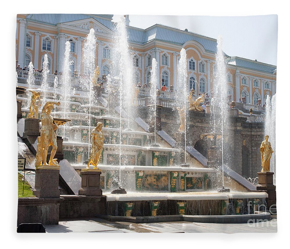 Architecture Fleece Blanket featuring the photograph Peterhof Palace Fountains by Thomas Marchessault