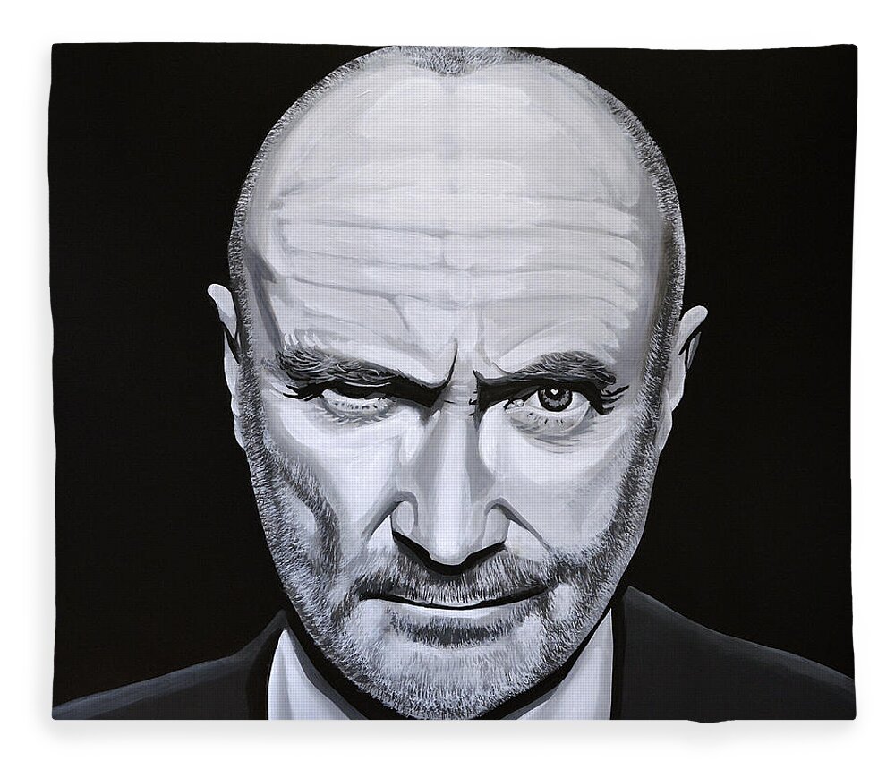 Phil Collins Fleece Blanket featuring the painting Phil Collins by Paul Meijering