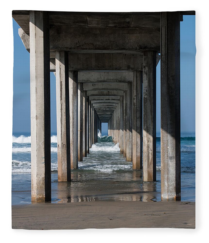 California Fleece Blanket featuring the photograph Pier Geometry by Ana V Ramirez