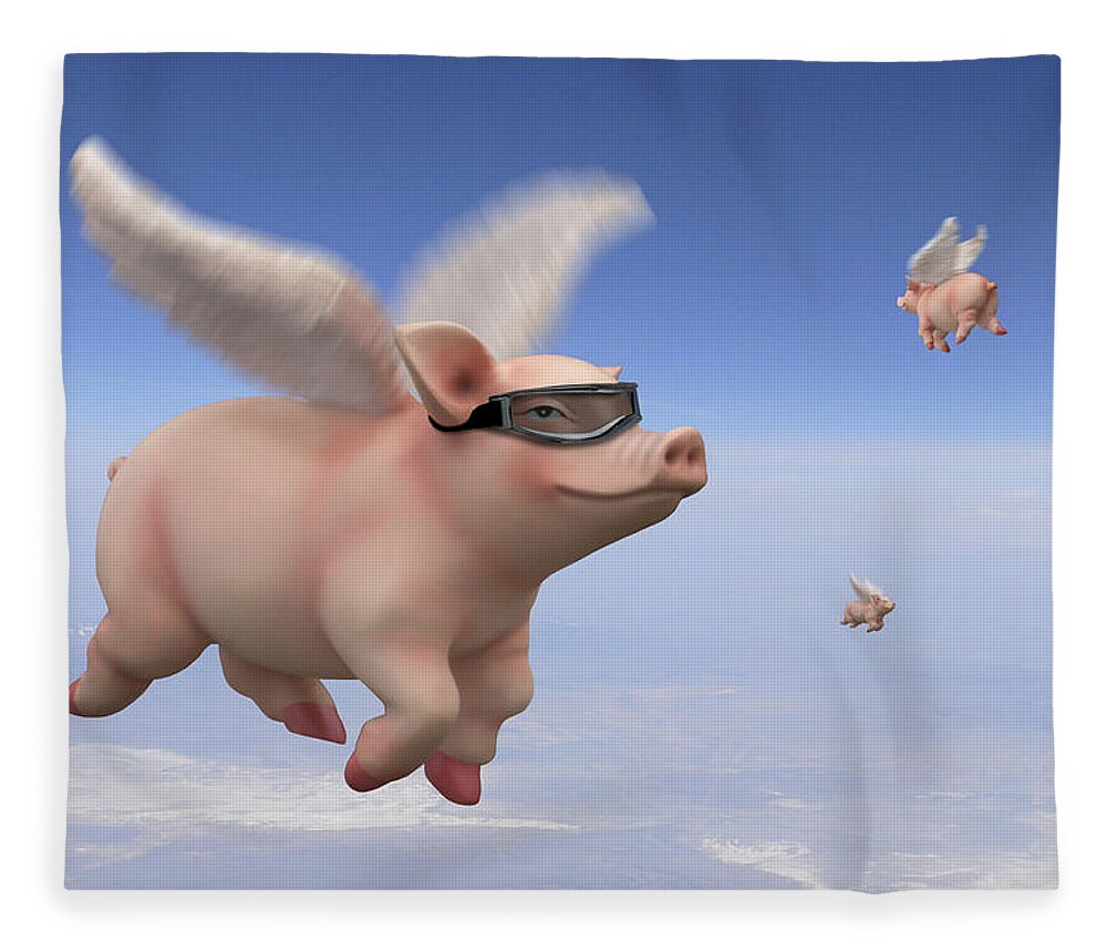 Pigs Fly Fleece Blanket featuring the photograph Pigs Fly 1 by Mike McGlothlen