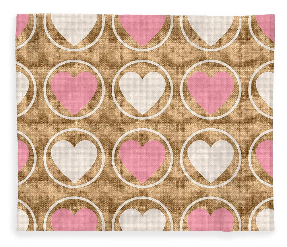 Hearts Fleece Blanket featuring the mixed media Pink and White Hearts by Linda Woods
