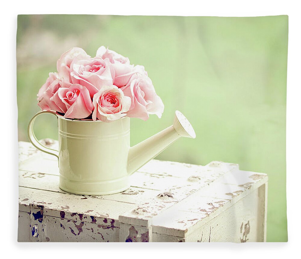 Outdoors Fleece Blanket featuring the photograph Pink Roses by By Lili Ana