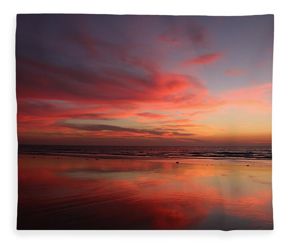 Ocean Fleece Blanket featuring the photograph Ocean Sunset Reflected by Christy Pooschke