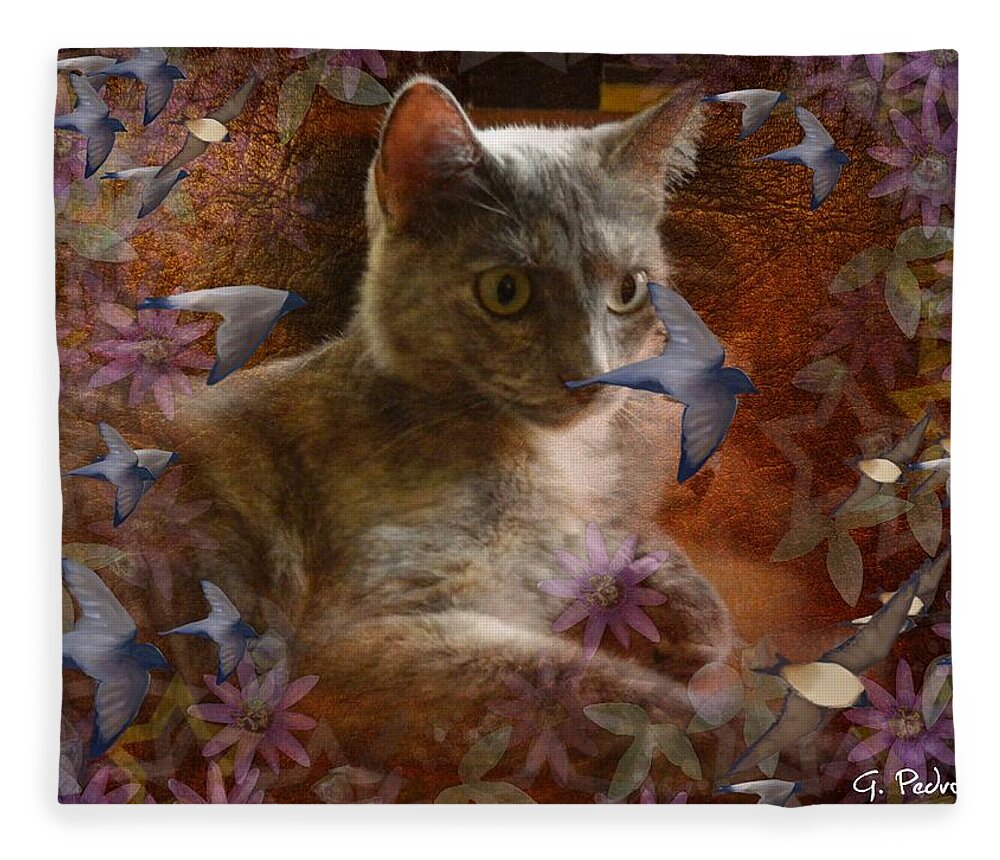 Cat Fleece Blanket featuring the photograph Pinky's Dream by George Pedro