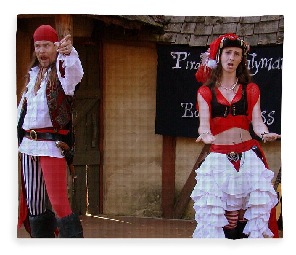 Fine Art Fleece Blanket featuring the photograph Pirate Shantyman and Bonnie Lass by Rodney Lee Williams