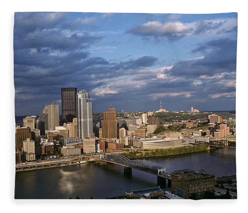 Architecture Fleece Blanket featuring the photograph Pittsburgh Skyline at Dusk by Jeff Goulden