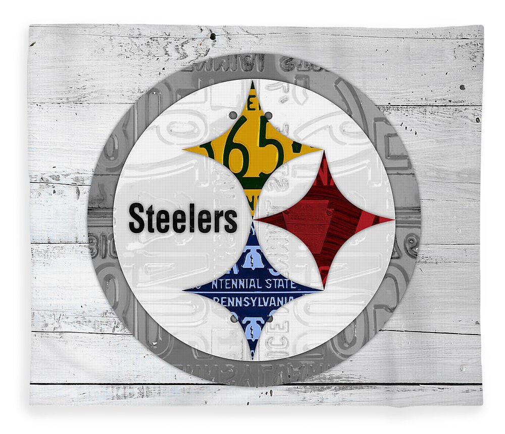 Pittsburgh Steelers Football Team Retro Logo Pennsylvania License Plate Art Fleece Blanket For Sale By Design Turnpike