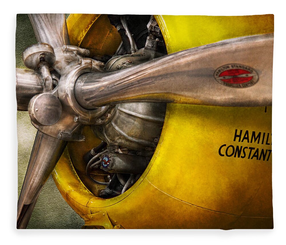 Airplane Fleece Blanket featuring the photograph Plane - Pilot - Prop - Twin Wasp by Mike Savad