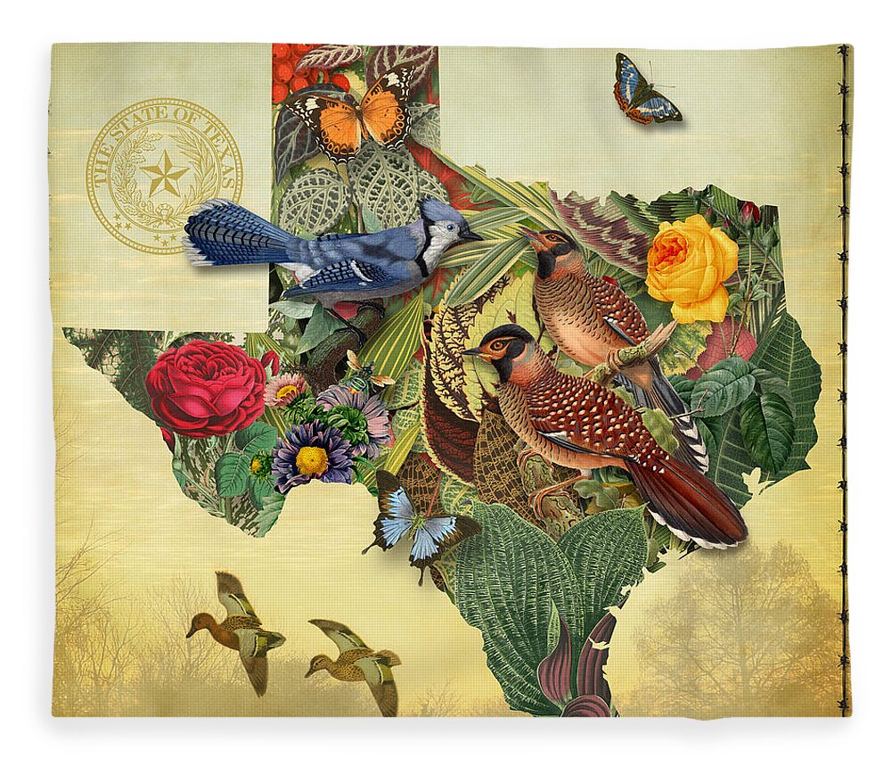 Maps Fleece Blanket featuring the painting Nature Map of Texas by Gary Grayson