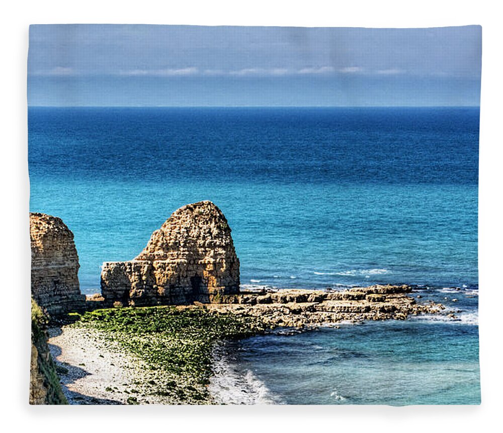 Pointe Du Hoc Fleece Blanket featuring the photograph Pointe du Hoc by Weston Westmoreland
