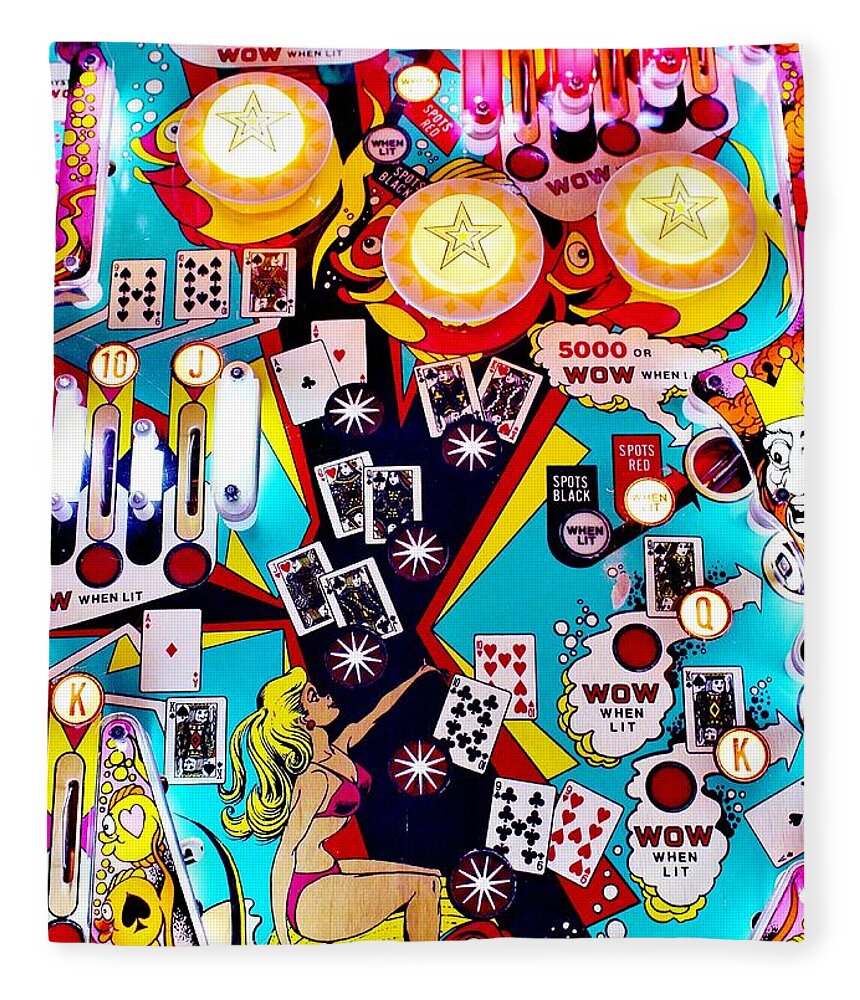 Pinball Fleece Blanket featuring the photograph Poker Playfield by Benjamin Yeager