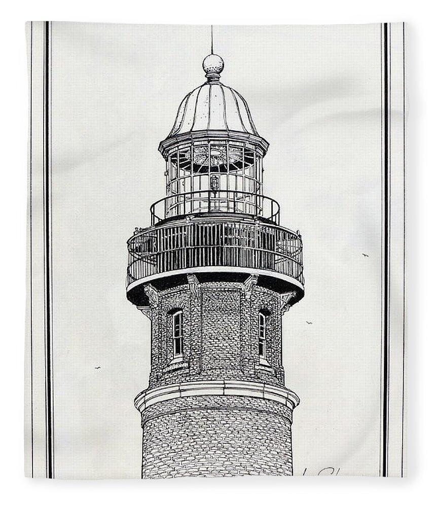 Ponce De Leon Inlet Lighthouse Fleece Blanket featuring the drawing Ponce De Leon Inlet Lighthouse by Ira Shander