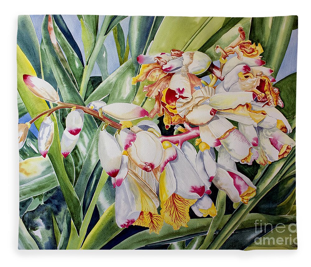 Floral Fleece Blanket featuring the painting Poppin Out II by Kandyce Waltensperger