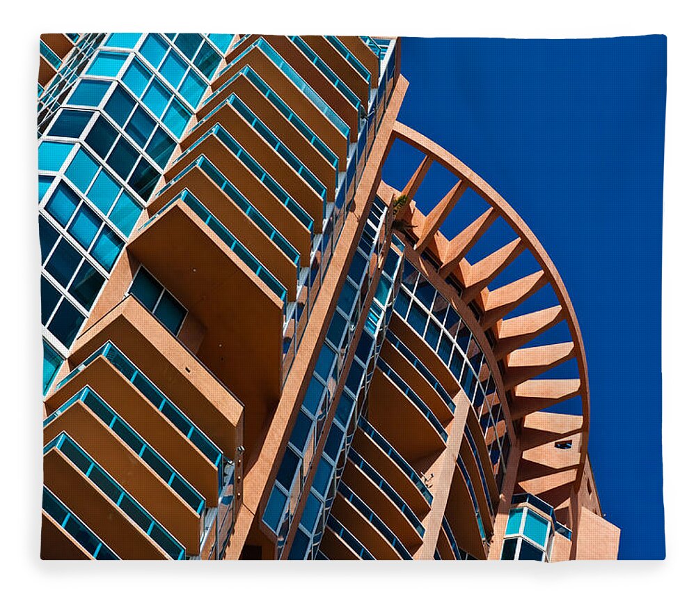 Architecture Fleece Blanket featuring the photograph Portofino Tower in Miami Beach by Ed Gleichman