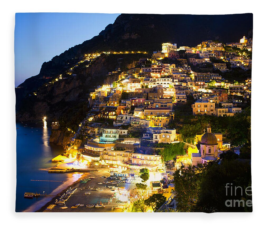 Italy Fleece Blanket featuring the photograph Positano Glow by Leslie Leda