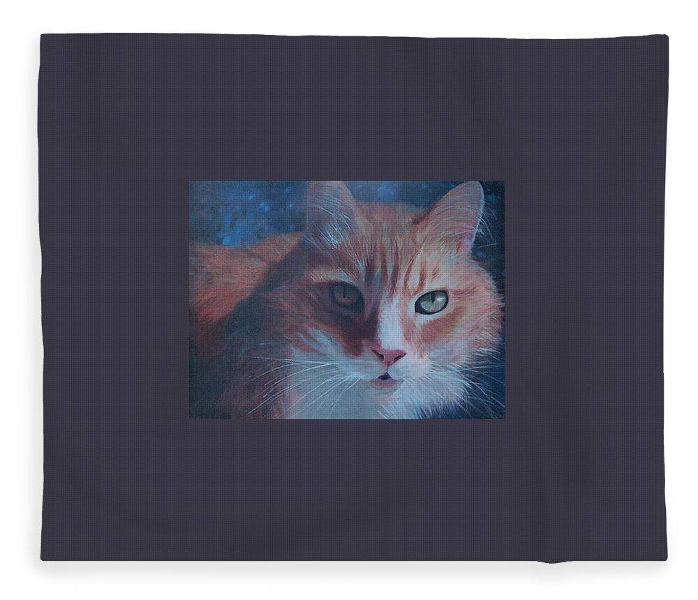 Cat Fleece Blanket featuring the painting Pretty Kitty by Blue Sky