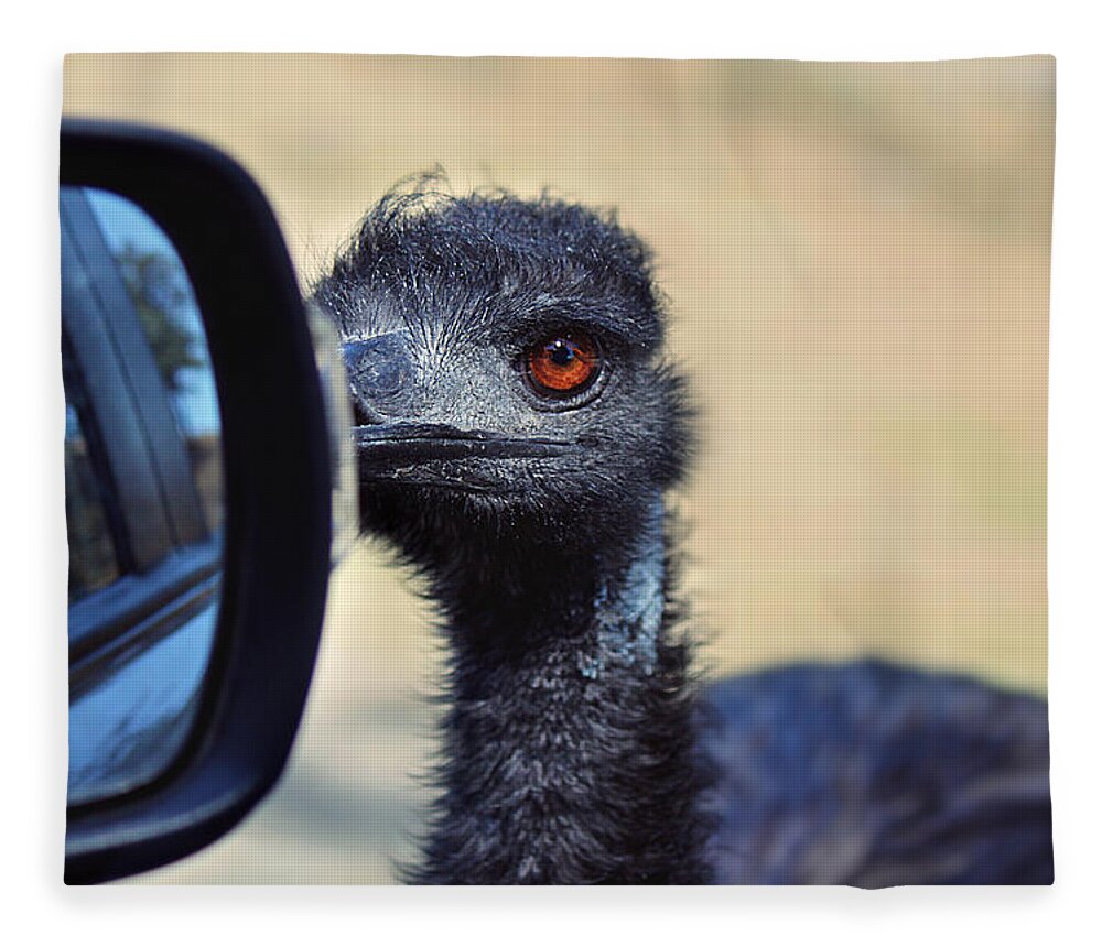 Emu Fleece Blanket featuring the photograph Proceed with Caution by Melanie Lankford Photography