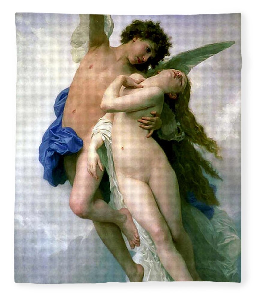 William Adolphe Bourguereau Fleece Blanket featuring the painting Psyche et LAmour by William Adolphe Bouguereau