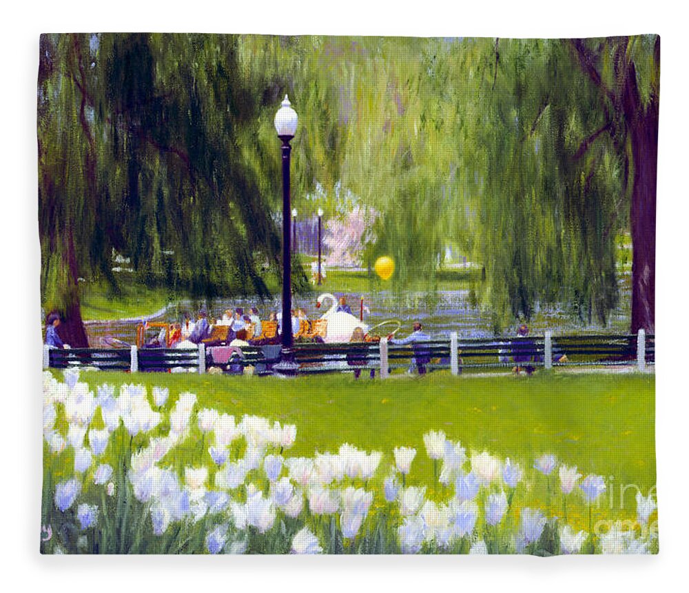 Boston Public Garden Fleece Blanket featuring the painting Public Garden Outing by Candace Lovely