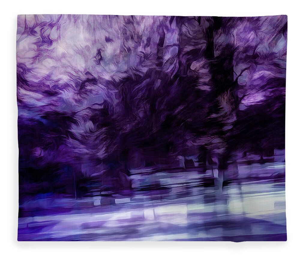 Purple Fleece Blanket featuring the digital art Purple Fire by Scott Norris