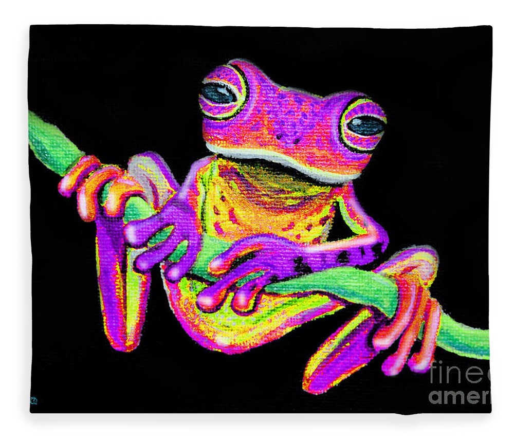 Frog Purple Blankets Animal Natural Flowers Fleece Sherpa Fleece Blanket 