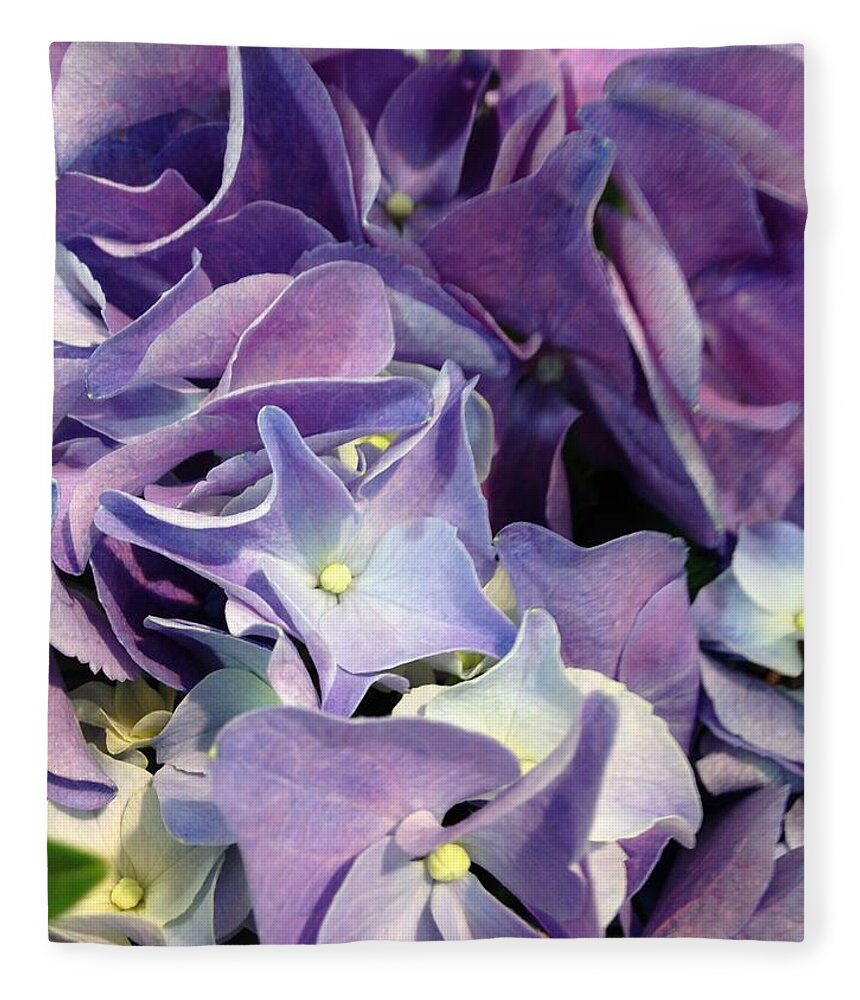 Hydrangeas Fleece Blanket featuring the photograph Purple Hydrangeas by Marian Lonzetta