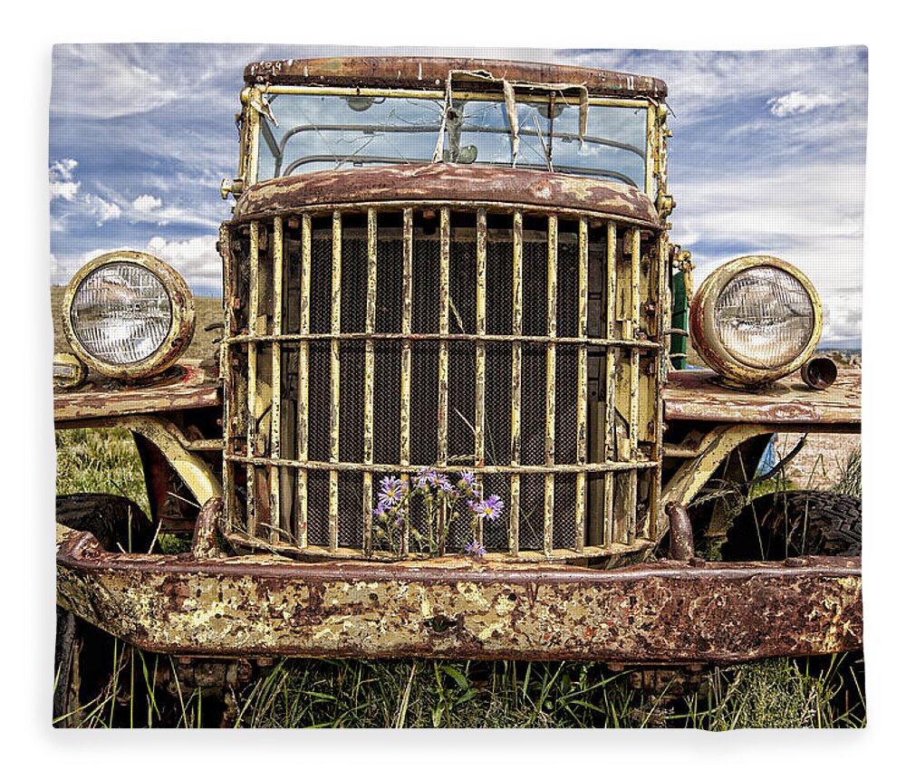 Truck Fleece Blanket featuring the photograph Pushin' Up Daisies by Ron Weathers