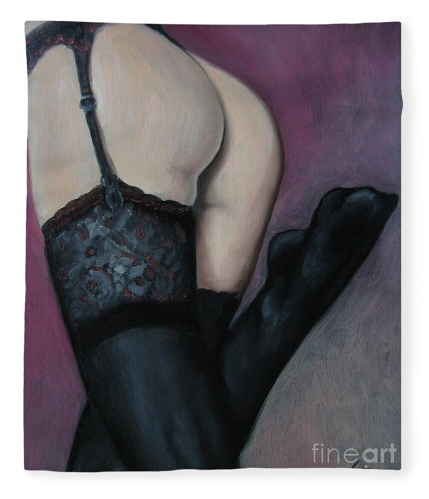 Noewi Fleece Blanket featuring the painting Racy Lacy by Jindra Noewi