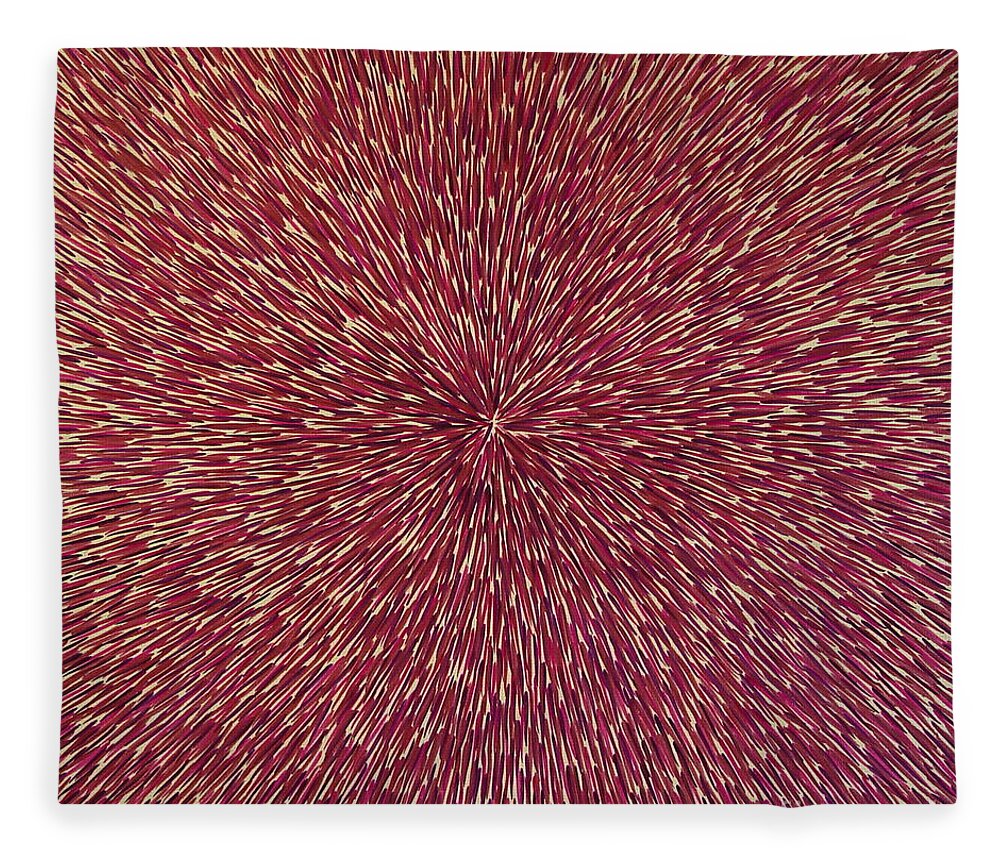 Radiation Fleece Blanket featuring the painting Radiation with Brown Magenta and Violet by Dean Triolo