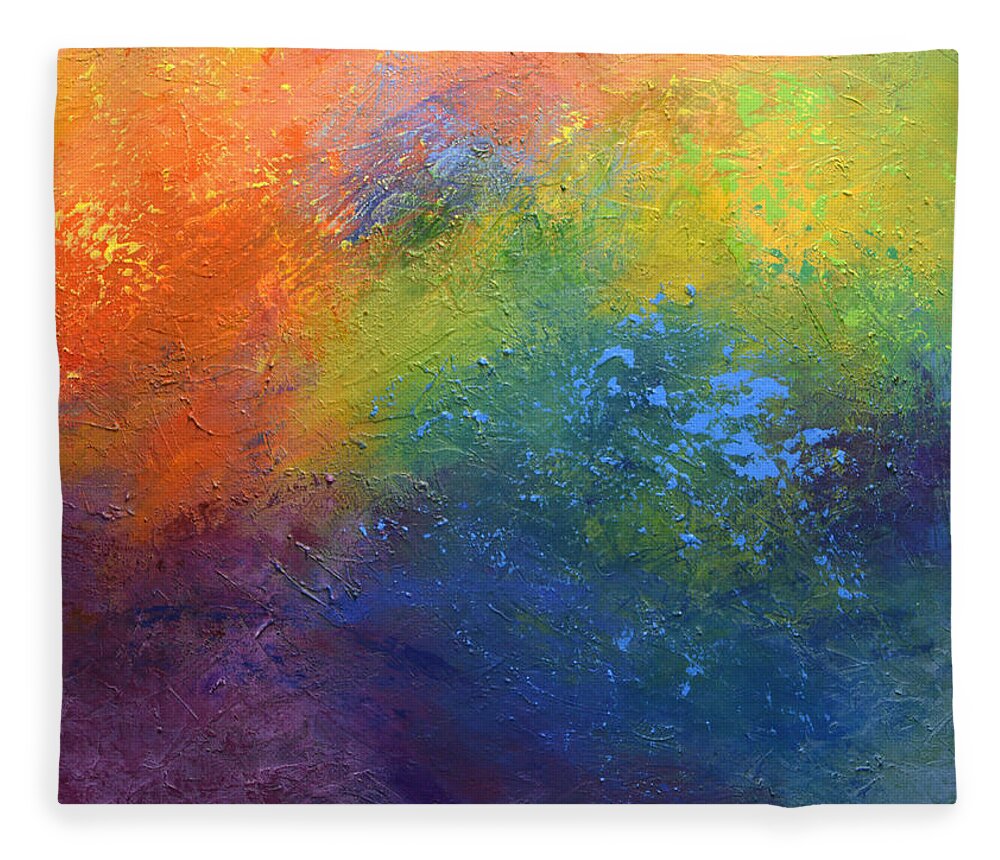 Sky Fleece Blanket featuring the painting Rainbow Blue by Linda Bailey