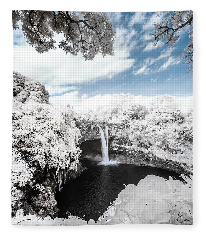 720 Nm Fleece Blanket featuring the photograph Rainbow Falls in Infrared 4 by Jason Chu