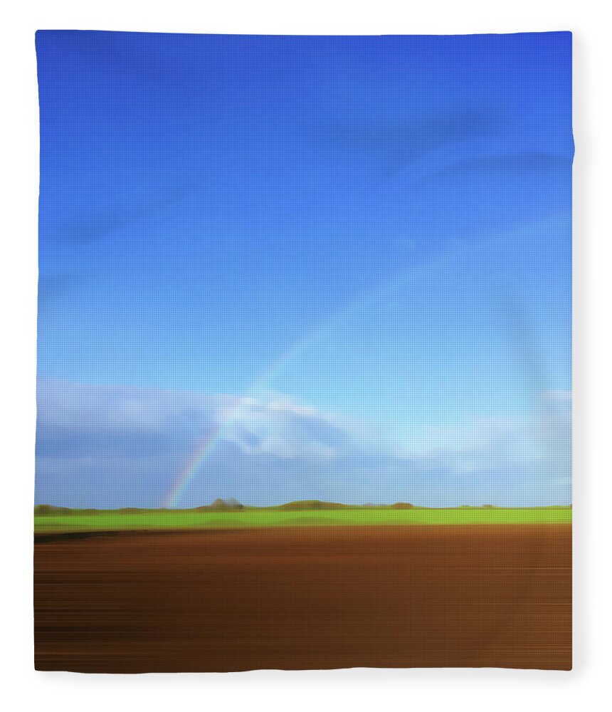 Beauty In Nature Fleece Blanket featuring the photograph Rainbow In Field by Ikon Ikon Images