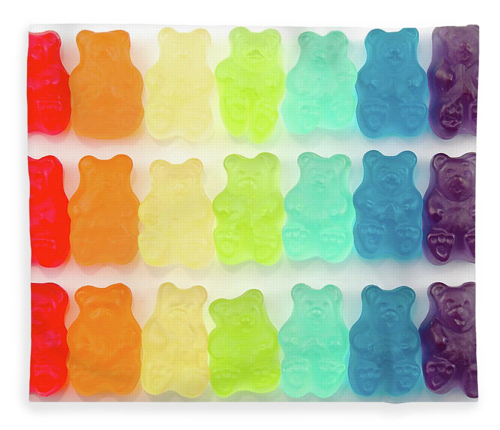 Order Fleece Blanket featuring the photograph Rainbow Jelly Bear Candy by Melissa Ross