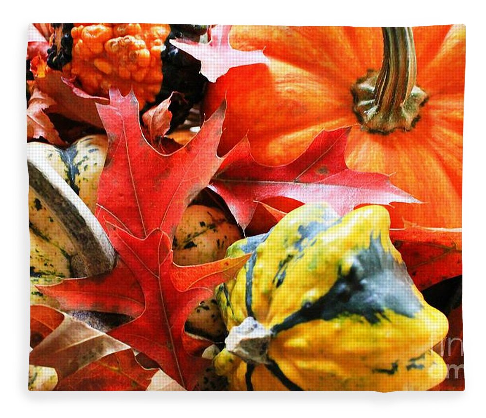 Pumpkin Fleece Blanket featuring the photograph Rainbow Of Autumn Colors by Judy Palkimas