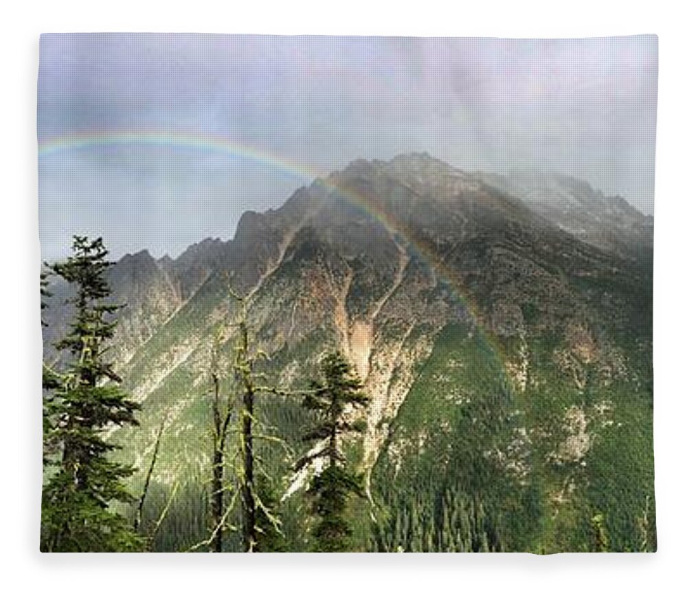 Tranquility Fleece Blanket featuring the photograph Rainbow Over The Washington Range by Virtualphotographers