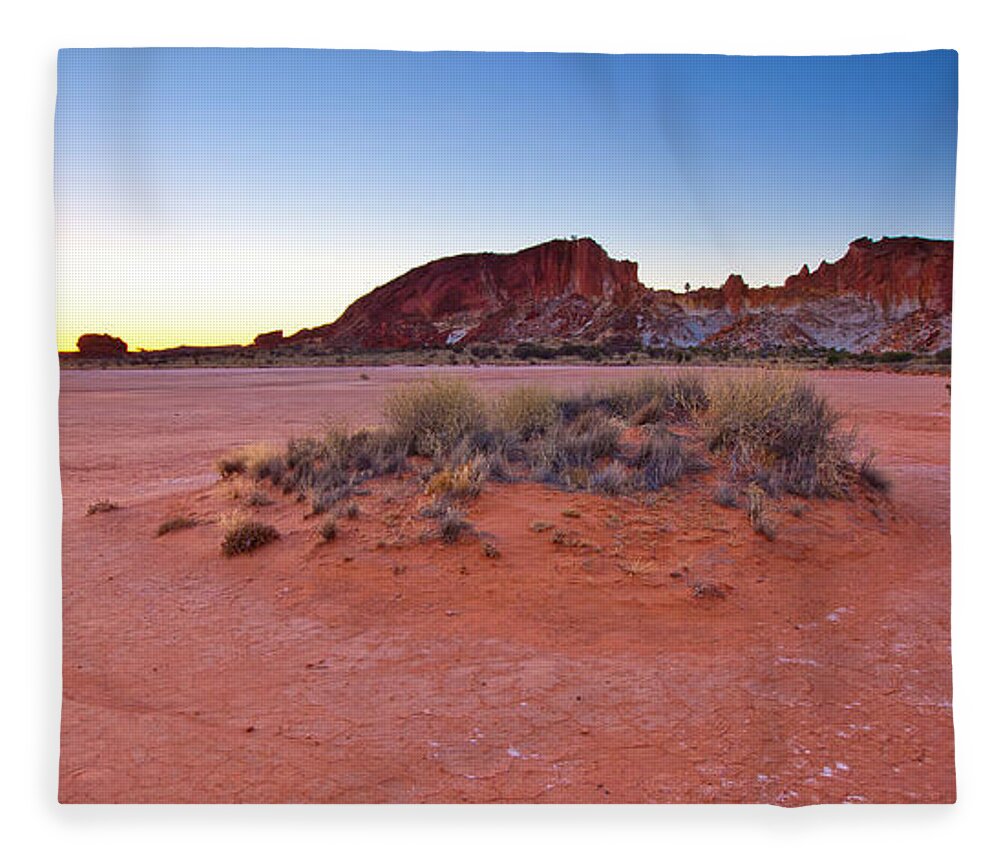 Rainbow Valley Sunrise Outback Landscape Central Australia Water Hole Northern Territory Australian Clay Pan Fleece Blanket featuring the photograph Rainbow Valley sunrise by Bill Robinson