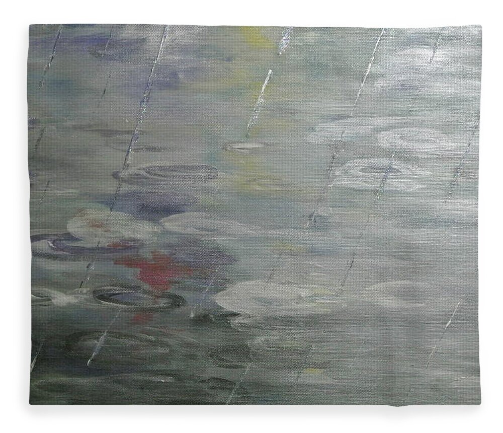 Rain Fleece Blanket featuring the painting Raindrops by Lynne McQueen