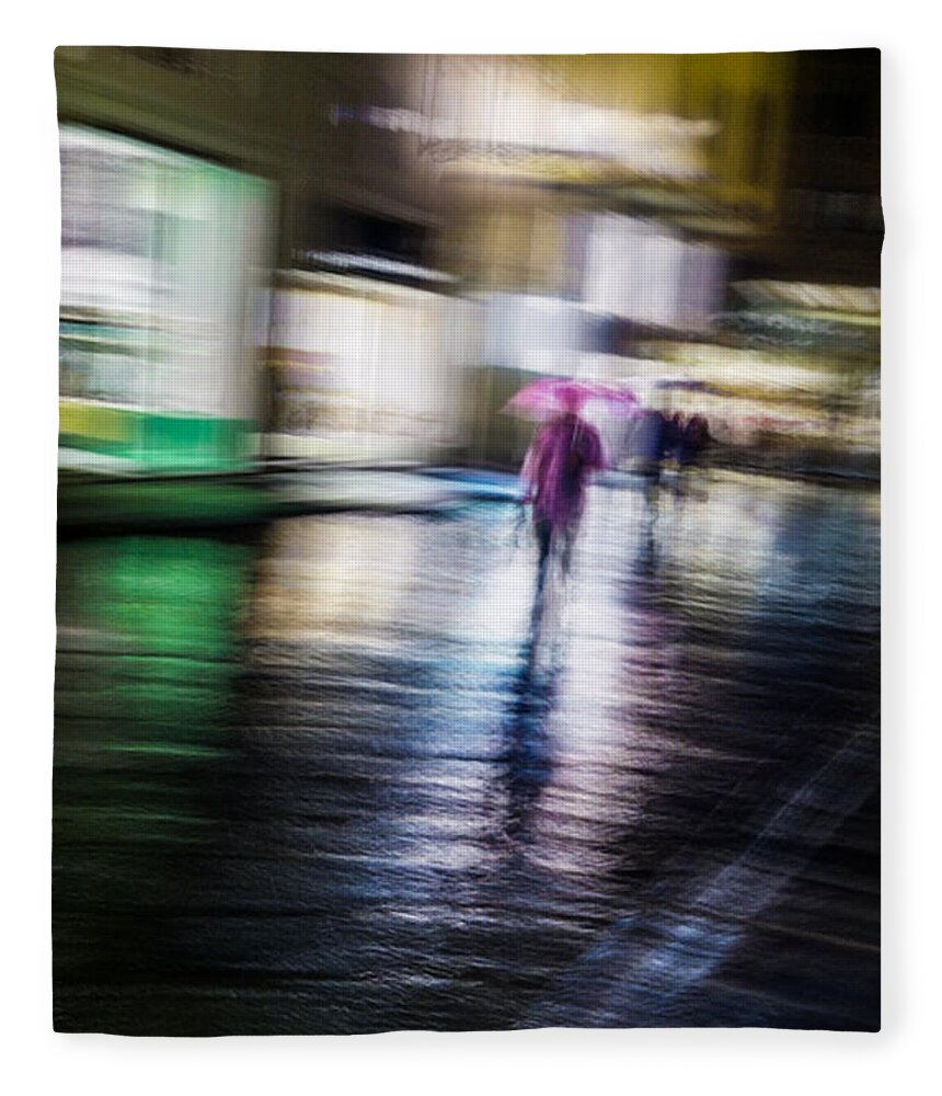 Impressionist Fleece Blanket featuring the photograph Rainy Streets by Alex Lapidus