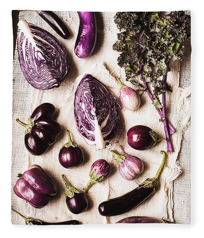 San Francisco Fleece Blanket featuring the photograph Raw Purple Vegetables by One Girl In The Kitchen