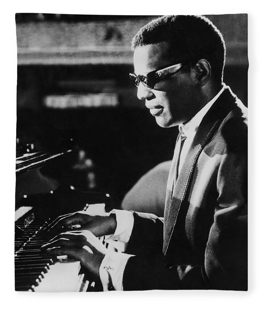 1964 Fleece Blanket featuring the photograph Ray Charles At The Piano by Underwood Archives