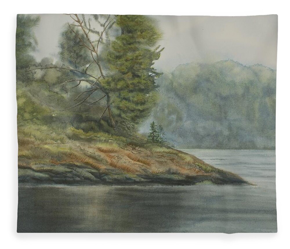 Landscape Fleece Blanket featuring the painting Reaching the Point by Heather Gallup