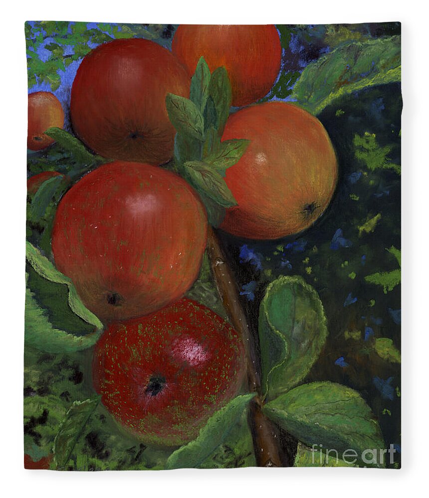 Apples Fleece Blanket featuring the painting Ready to Pick by Ginny Neece