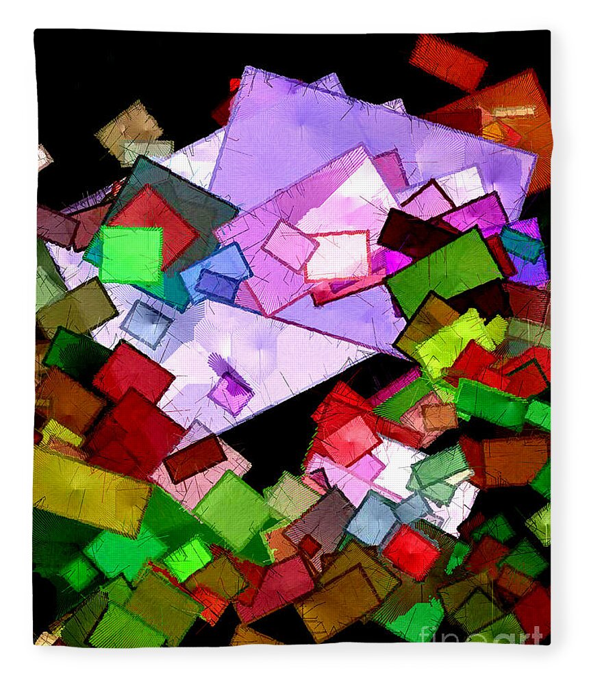Abstract Fleece Blanket featuring the digital art Rectangle Melee by Dee Flouton