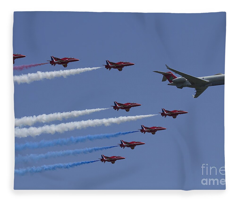 The Red Arrows Raf Fleece Blanket featuring the photograph Red Arrows 4500 display by Airpower Art