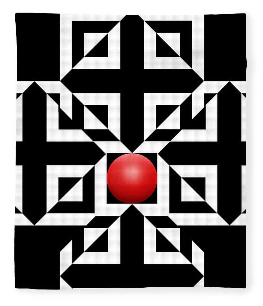 Abstract Fleece Blanket featuring the digital art Red Ball 5 by Mike McGlothlen